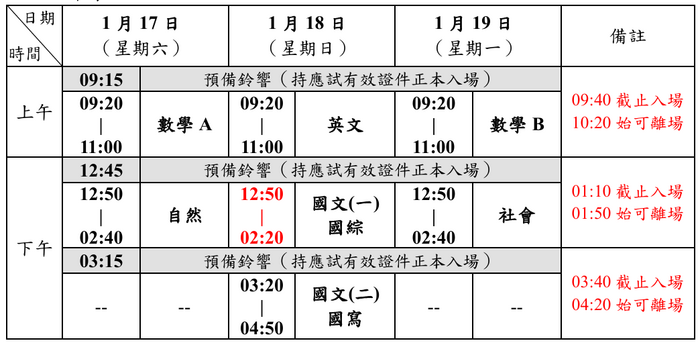 115學年度高中學科能力測驗【試場分配】公布(另開新視窗/png檔)圖片